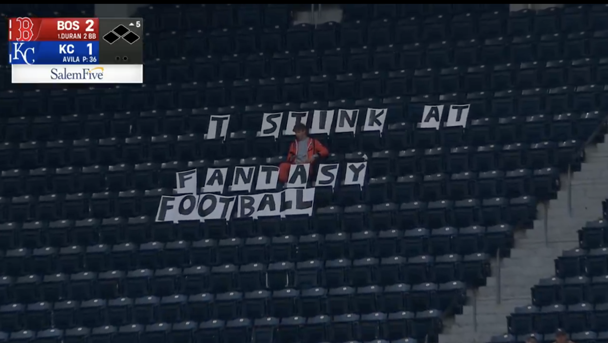 boston.com - Hayden Bird - I stink at fantasy football': Fan at Red Sox game goes viral with creative punishment