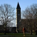 National News Cornell president’s car bumps into students after confrontation over Gaza