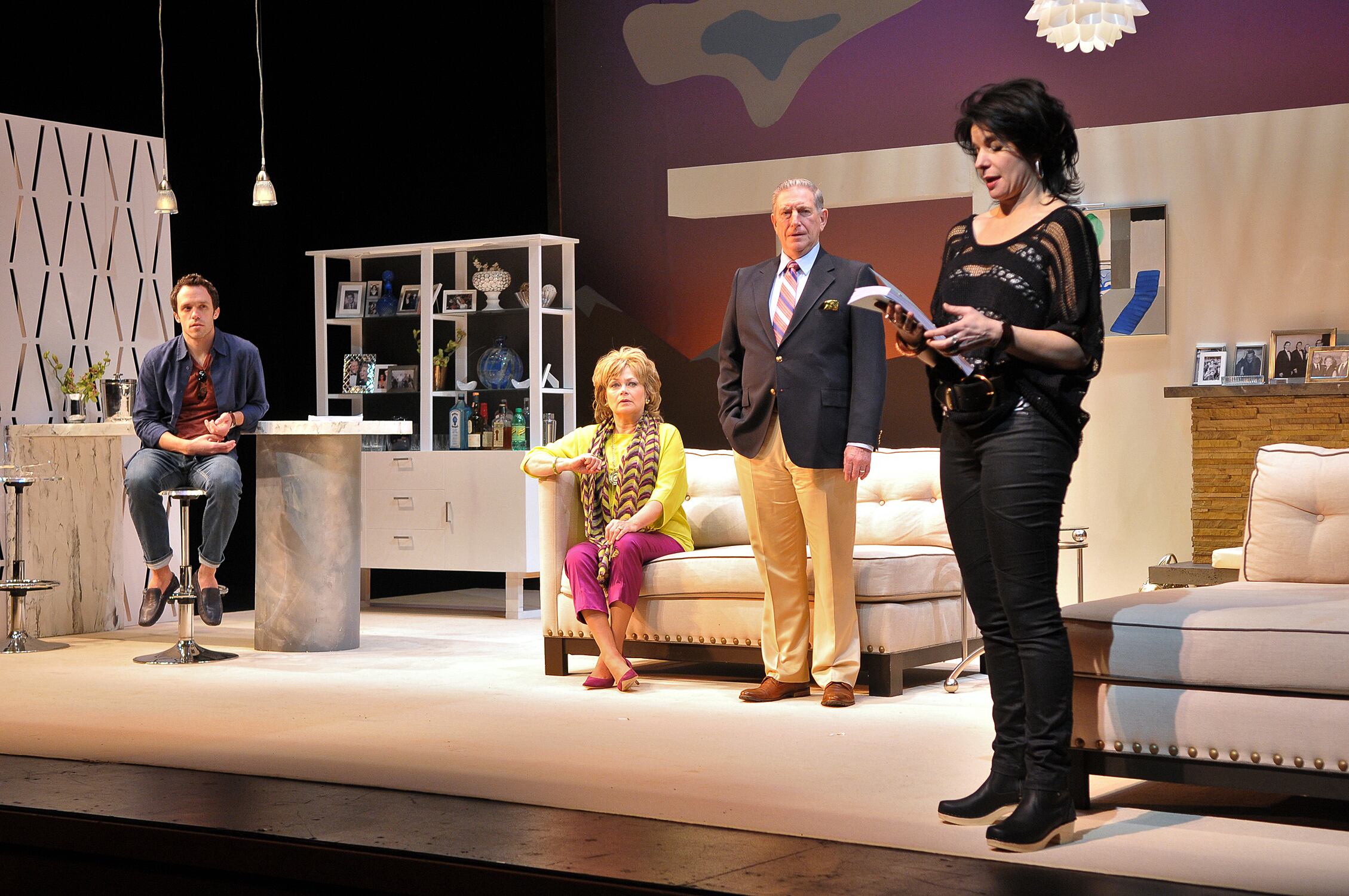 SpeakEasy Stage Company production of "Other Desert Cities." Pictured: From Left: Christopher M. Smith, Karen MacDonald, Munson Hicks, and Anne Gottlieb