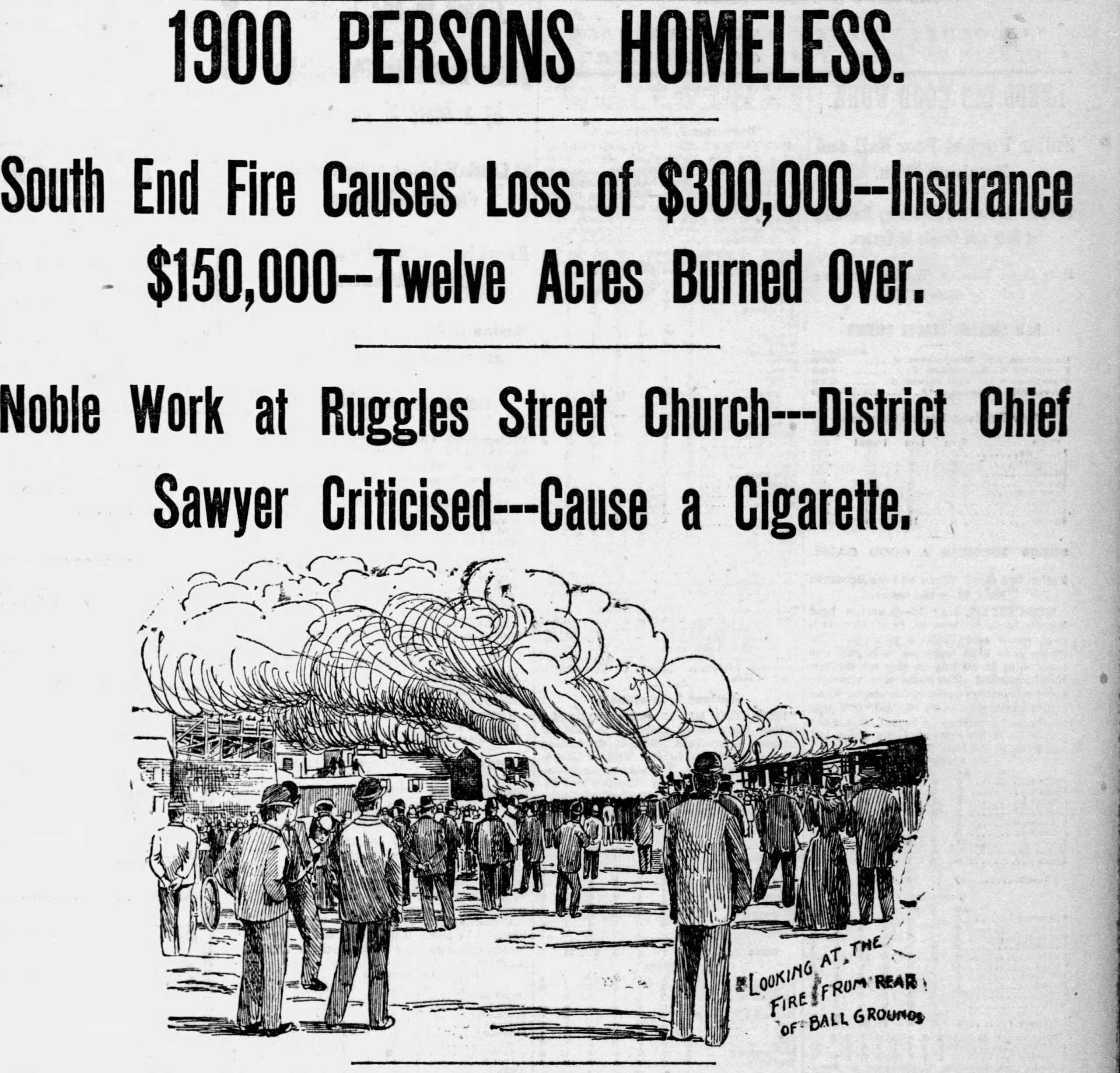 1894 South End Grounds Fire Boston Globe