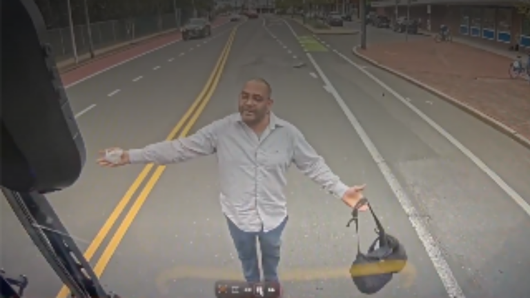 MBTA video shows man throwing ‘temper tantrum’ and blocking traffic after missing bus