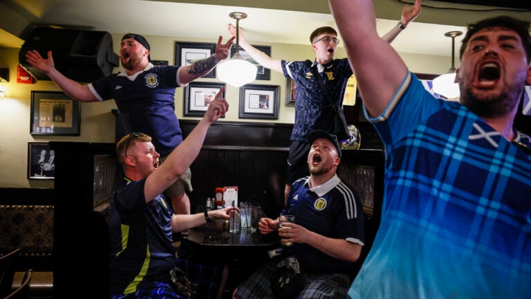 Scotland fans swap soccer for baseball in Boston during World Cup