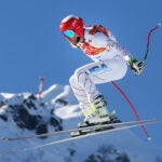 United States' Bode Miller makes a jump during men's downhill combined training at the Sochi 2014 Winter Olympics.