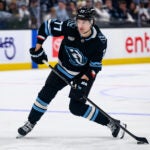 Utah Mammoth right wing JJ Peterka (77) prepares to shoot during the third period of an NHL hockey game against the Pittsburgh Penguins, Saturday, March 14, 2026, in Salt Lake City.