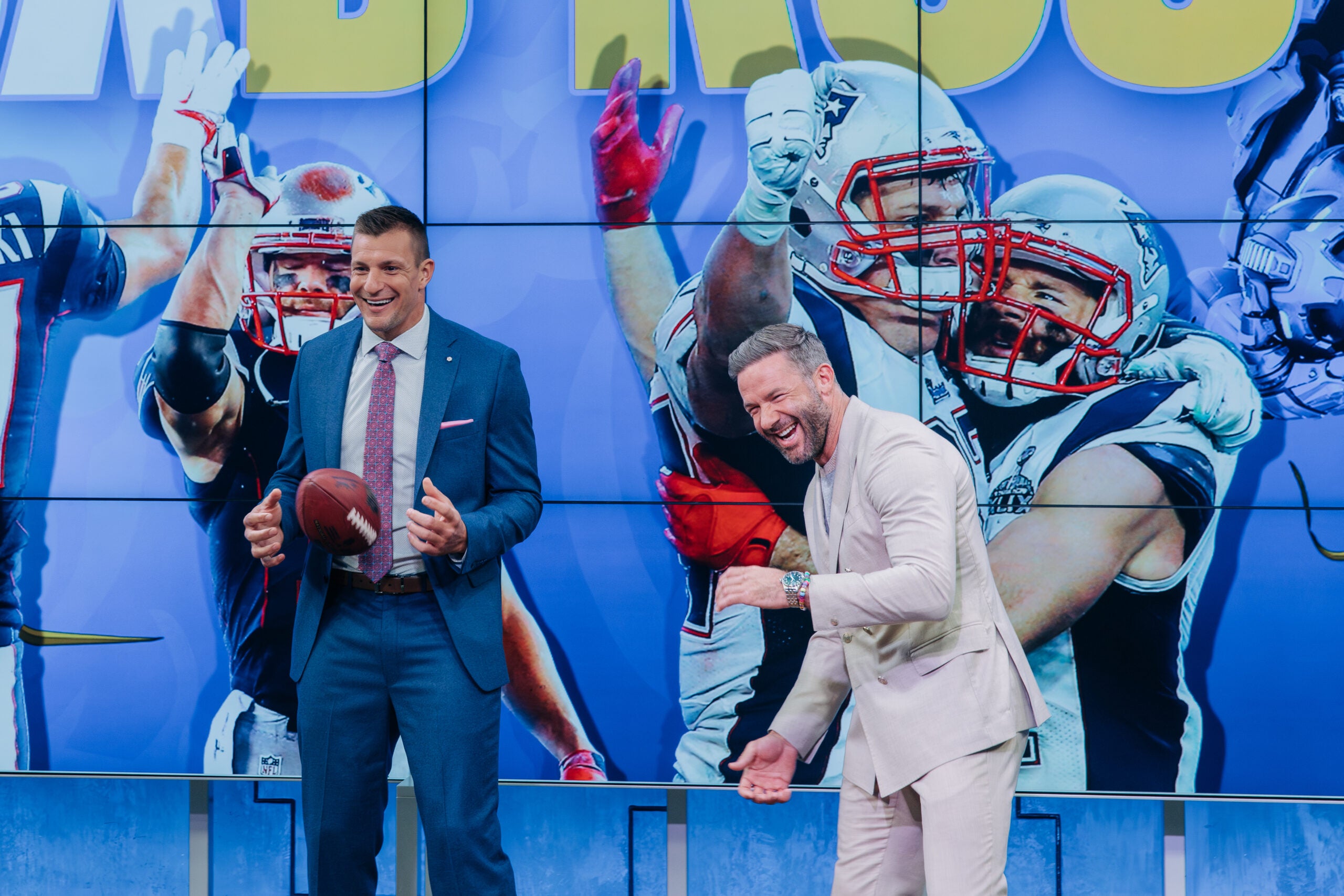boston.com - Colin McCarthy - Rob Gronkowski and Julian Edelman take part in Tartan Army march at Boston's World Cup 'Fan Fest