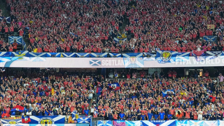 Scotland fans sing anthem before World Cup match Scotland fans sing anthem before World Cup match