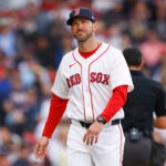 Boston Red Sox interim manager Chad Tracy (17) reacts during the sixth inning at Fenway Park on May 28, 2026 in Boston.