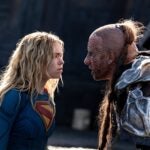Milly Alcock, left, and Matthias Schoenaerts in a scene from "Supergirl."