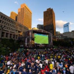 World Cup fans watch a game at Boston's Fan Fest in City Hall Plaza on Saturday.