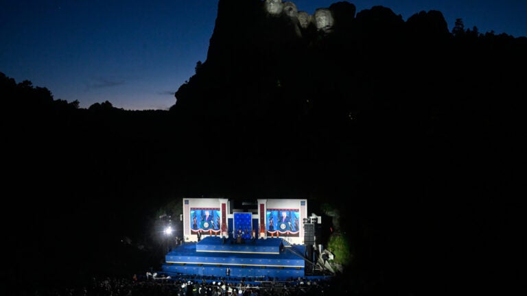 Trump hails US exceptionalism before veering into darkly political speech Trump hails US exceptionalism before veering into darkly political speech