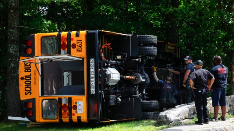 4 injured in Boston school bus rollover, police say