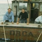 Robert Shaw, Roy Scheider and Richard Dreyfuss in a scene from "Jaws."