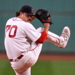Boston Red Sox starting pitcher Payton Tolle delivers during the first inning of a baseball game against the Cleveland Guardians, Tuesday, Sept. 22, 2026, in Boston.