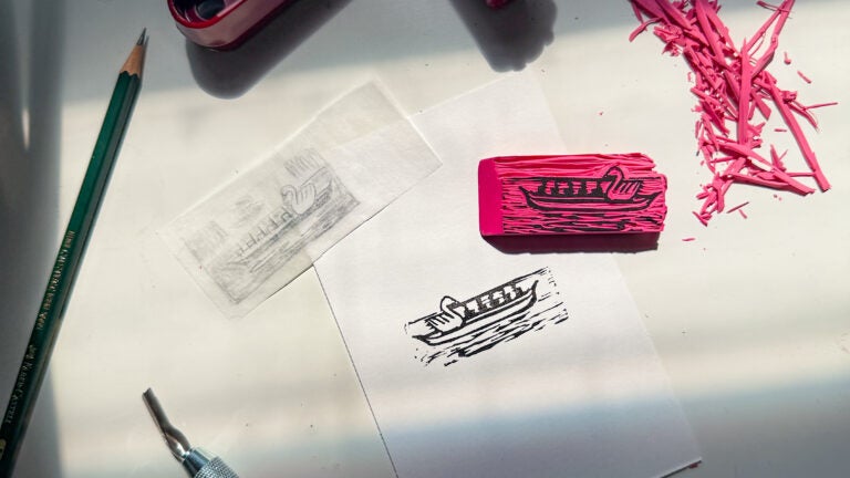 Boston landmarks are going viral as tiny pink eraser stamps