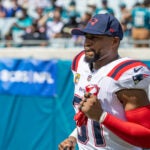 New England Patriots safety Kevin Byard (31) enters the field for the second half of an NFL football game against the Jacksonville Jaguars in Jacksonville, Fla., Sunday, Sept. 27, 2026.